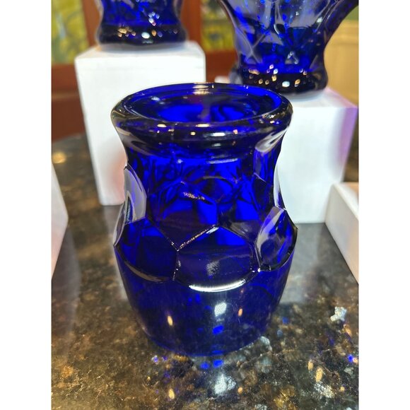 Viking Hazel Atlas Georgian Cobalt Blue Lowball Glasses - Picture 7 of 9